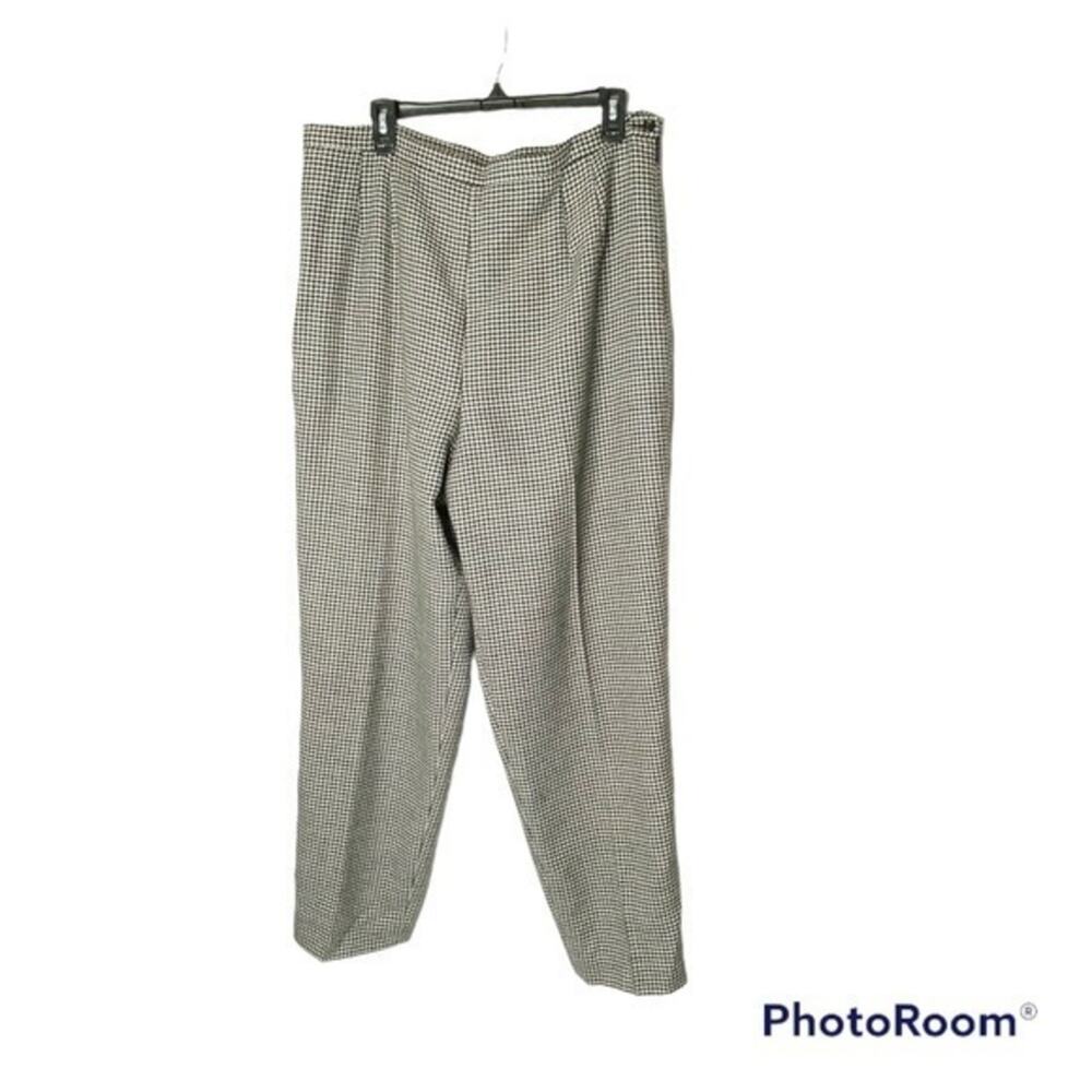 Talbots Black & White Houndstooth 100% Wool Pants‎ Size 18